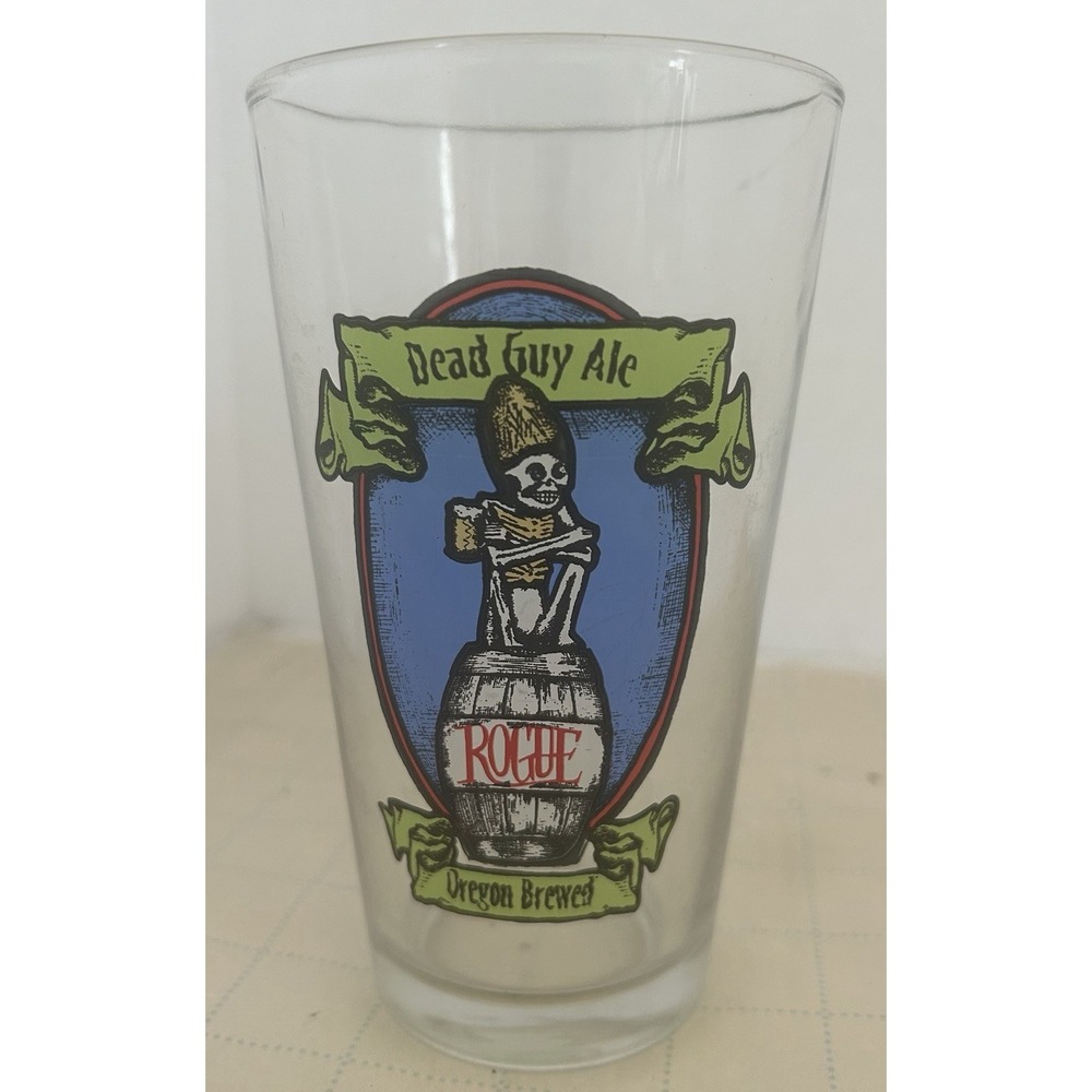 Rogue Dead Guy Ale Pint Glass Oregon Brewed 16 Oz Skeleton Logo Beer Glassware